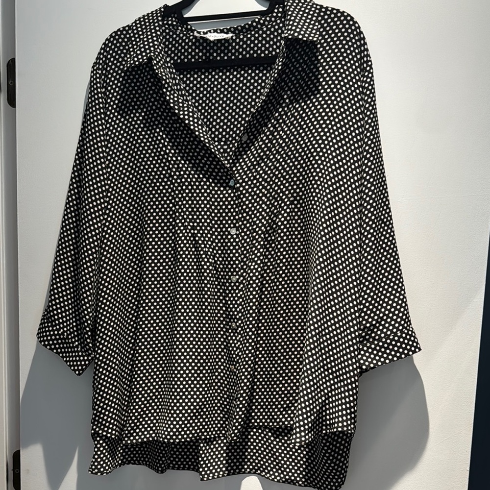Rose & Olive Black and White Polka Dot Button Down Shirt